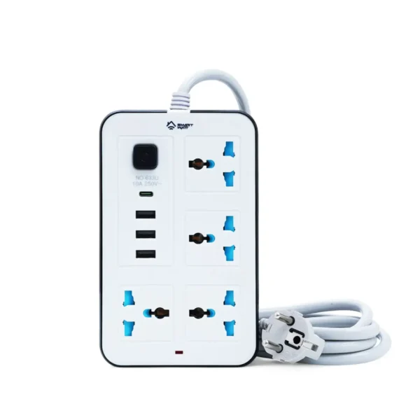 2000W Universal Power Extension with 4 Sockets 3 USB and 1 Type C Port