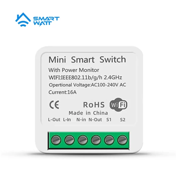 Smart Wifi Mini Switch with Power Monitoring 16A