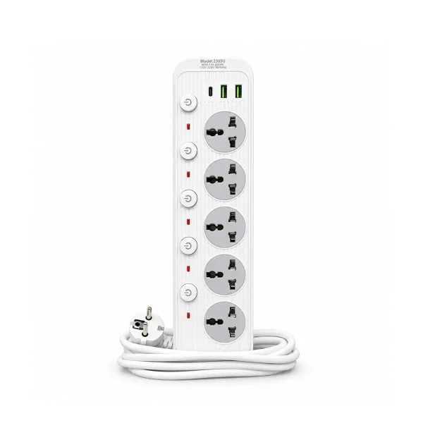 2000W Power Extension 5 Sockets, USB + Type C, 3m Cable – Model 2305U