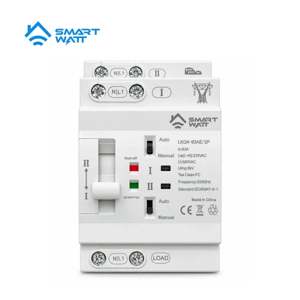 Smart Watt 63A ATS 2P Dual Manual and Automatic Changeover